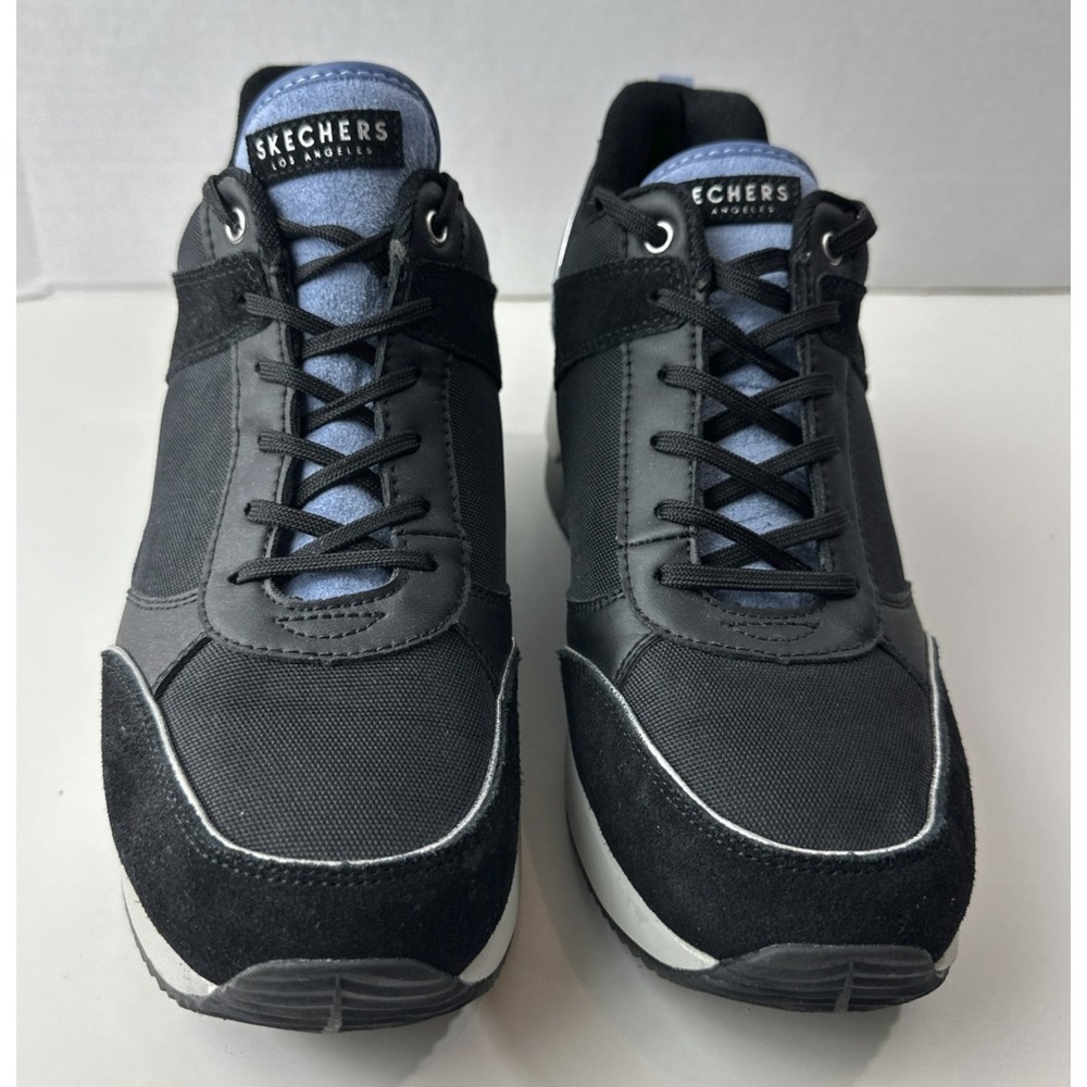 Skechers Million High N Fly Wedge Sneakers Women's Size 11 Black Blue Lace Shoes - Picture 14 of 15